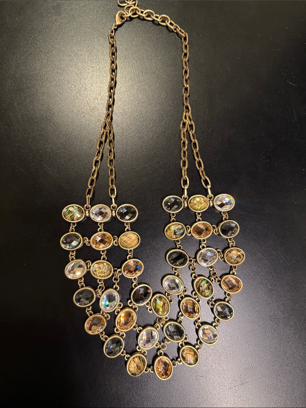 Gold-Tone Multi-Color Crystal Statement Necklace - Women Jewelry